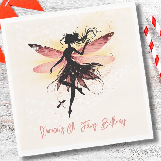 Zauberhafter Fee Silhouette Kindergeburtstag Serviette