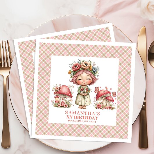 Zauberhafter Feengarten Whimsical Geburtstagsfeier Serviette