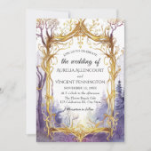 Zauberhafter Forest-Hochzeitsgoldrahmen Einladung (Vorderseite)