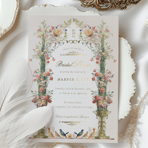 Zauberhafter Garten Brautparty mit Vintage Flair Folieneinladung