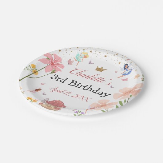 Zauberhafter Gartenlaub Geburtstag Pappteller (Schrägansicht)