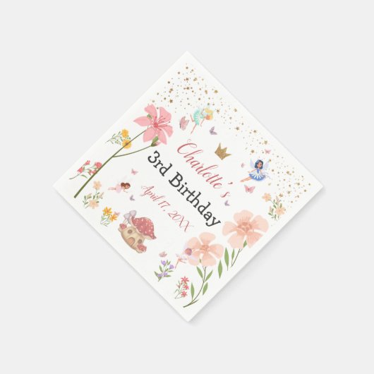 Zauberhafter Gartenlaub Geburtstag Serviette (Ecke)