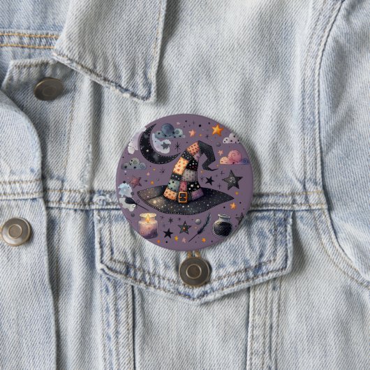 Zauberhafter Hexenhut und himmlische Magie Button (Beispiel)