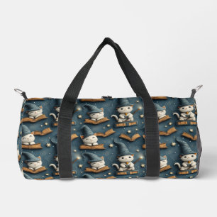 Zauberhafter Katzen-Strickmuster mit Büchern und S Duffle Bag