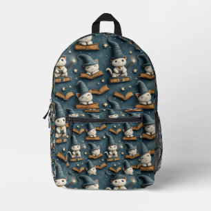 Zauberhafter Katzen-Strickmustern mit Büchern und Bedruckter Rucksack