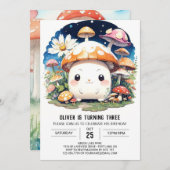 Zauberhafter kleiner Pilzzzzauber zum Geburtstag Einladung (Vorne/Hinten)