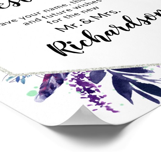 Zauberhafter Lila Schild Unser Gästebuchssymbol (Ecke)