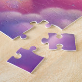 Zauberhafter lila und rosa Glitzer hell Einhorn Puzzle (Seite)