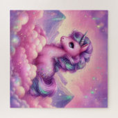Zauberhafter lila und rosa Glitzer hell Einhorn Puzzle (Horizontal)