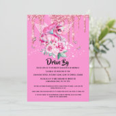 Zauberhafter Märchenschmetterling Glitzer Rosa Ros Einladung (Stehend Vorderseite)