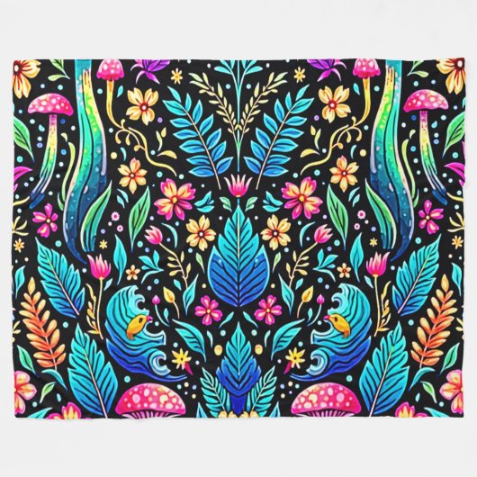 Zauberhafter Pilzwaldtraum Fleecedecke (Vorderseite (Horizontal))