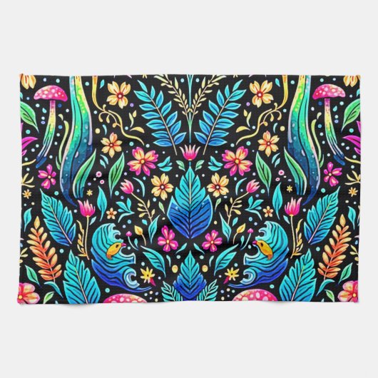 Zauberhafter Pilzwaldtraum Geschirrtuch (Horizontal)