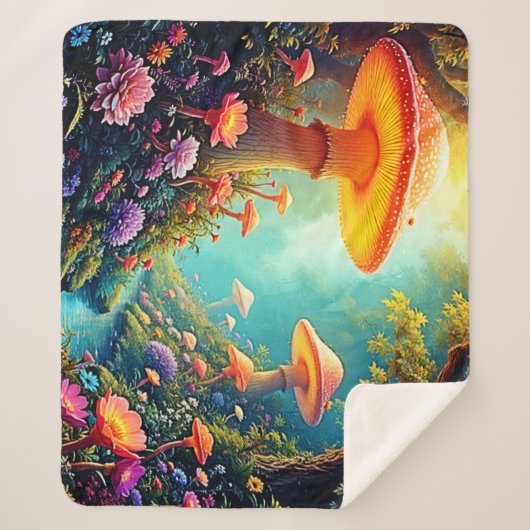 Zauberhafter Pilzwaldtraum Sherpadecke (Vorderseite)