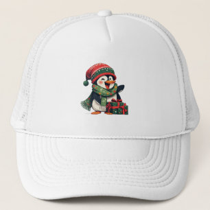 Zauberhafter Pinguin zum Weihnachtsfest gekleidet Truckerkappe