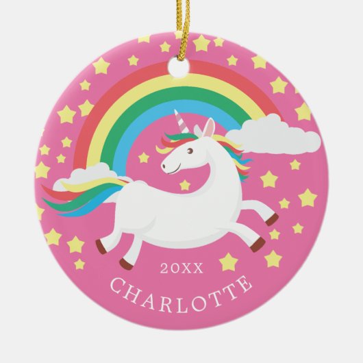 Zauberhafter Regenbogen Einhorn Weihnachtsschmuck (Vorne)