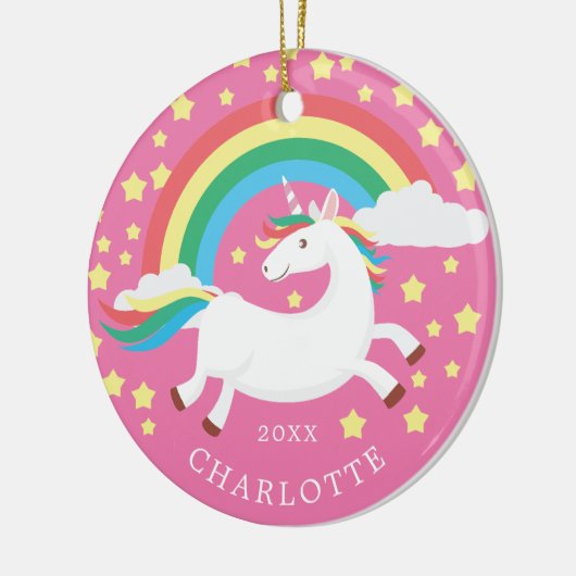 Zauberhafter Regenbogen Einhorn Weihnachtsschmuck (Links)