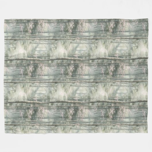 Zauberhafter Rosa Blumengarten Fleecedecke (Vorderseite (Horizontal))