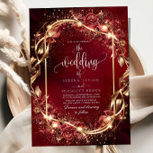 Zauberhafter Roter Goldener Akzent Einladung zur H