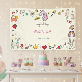 Zauberhafter Tag Katzen Kaninchen Einhorn Kinderge Banner