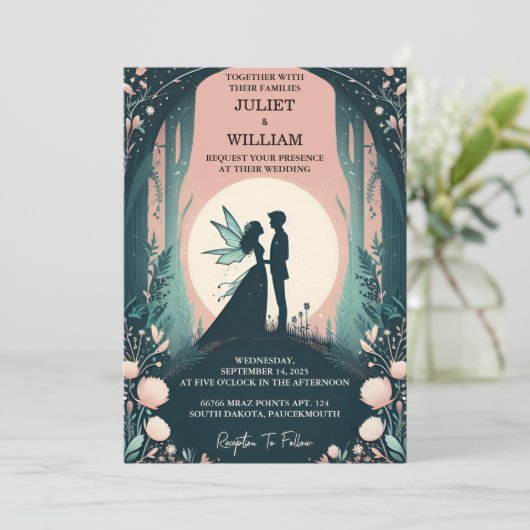 Zauberhafter Traum mystische Sternenhochzeit Einladung (Stehend Vorderseite)