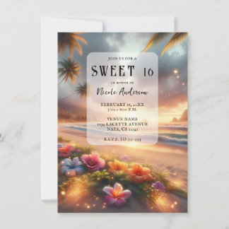 Zauberhafter Tropical Beach Hibiskus Sweet 16 Einladung