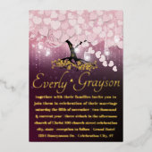 Zauberhafter Wald Blush Rosa Herz Leaf Tree Gold Folieneinladung (Vorderseite)