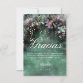 Zauberhafter Wald Grüner Lavendel Quinceanera Dankeskarte (Vorderseite)