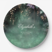 Zauberhafter Wald Grüner Lavendel Quinceanera Pappteller (Vorderseite)