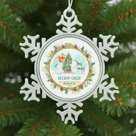 Zauberhafter Wald individuell anpassbar Schneeflocken Zinn-Ornament