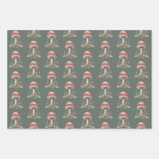 Zauberhafter Wald Toadstool Pilz Geschenkpapier Set (Vorderseite 3)