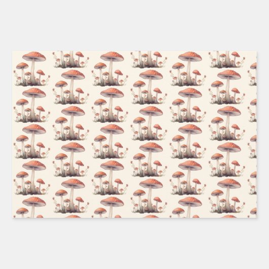Zauberhafter Wald Toadstool Pilz Geschenkpapier Set (Vorderseite)