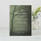 Zauberhafter Waldbaum dunkelgrüne Hochzeit Einladung (Stehend Vorderseite)