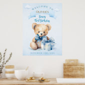 Zauberhafter Wasserfarben-Teddybär Beary Erster Ge Poster (Küche)