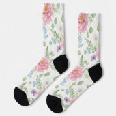 Zauberhafter Wasserfarbengartenstrauß Socken (Linkes Detail)