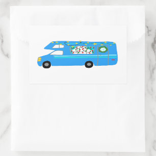 Zauberhafter Weihnachts-Camper Vintage-Wohnmobil W Rechteckiger Aufkleber