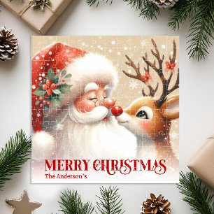 Zauberhafter Weihnachtsmann Rudolph Personalisiert Puzzle