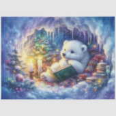 Zauberhafter Weihnachtspolarbär in Höhlendekoupage Seidenpapier (Vorderseite)