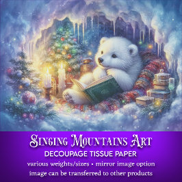 Zauberhafter Weihnachtspolarbär in Höhlendekoupage Seidenpapier