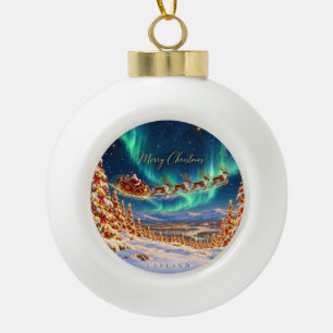 Zauberhafter Weihnachtswald in Lappland auf Weihna Keramik Kugel-Ornament