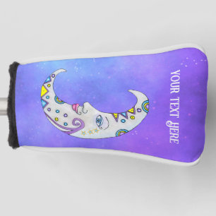 Zauberhafter, weißer Mond mit Lila Himmel Golf Headcover