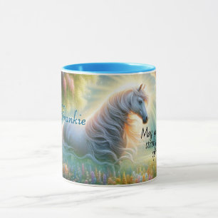 Zauberhafter Wiesen White Horse Becher Tasse