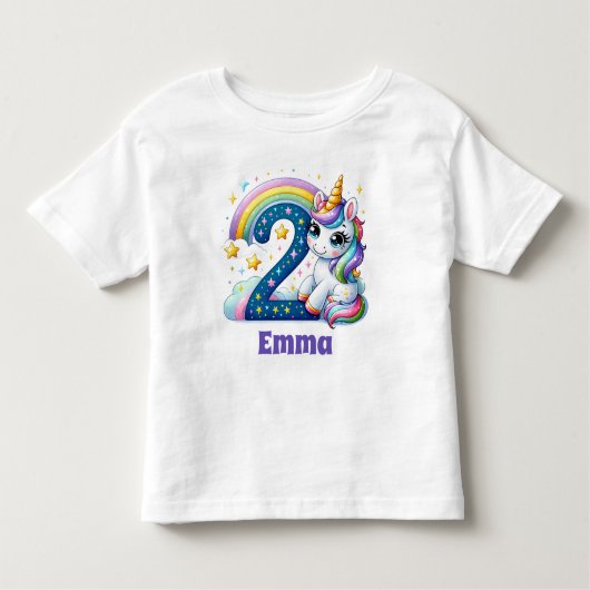 Zauberhafter zweiter Geburtstag - Personalisiertes Kleinkind T-shirt (Vorderseite)