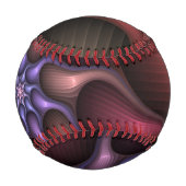 Zauberhaftes Abstrakt gestreiftes farbiges Fraktal Baseball (Rückseite)