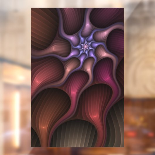 Zauberhaftes Abstrakt gestreiftes farbiges Fraktal Fensteraufkleber (Blatt 2)