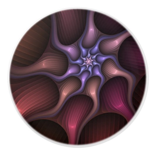 Zauberhaftes Abstrakt gestreiftes farbiges Fraktal Keramikknauf (Vorderseite)