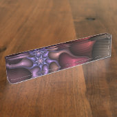 Zauberhaftes Abstrakt gestreiftes farbiges Fraktal Namensplakette (Seite)