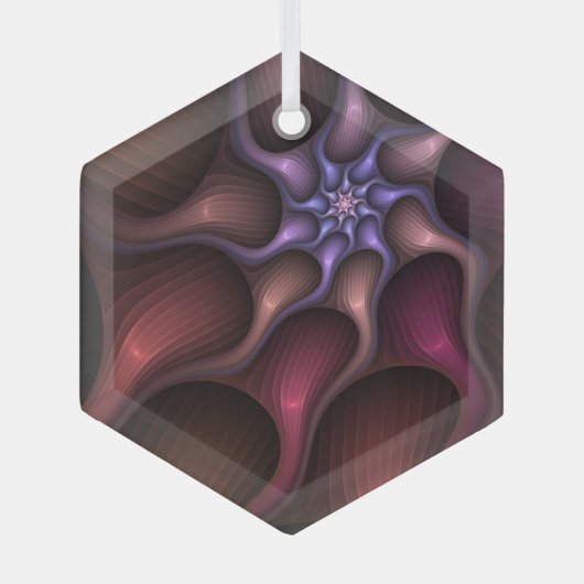Zauberhaftes Abstrakt gestreiftes farbiges Fraktal Ornament Aus Glas (Vorderseite)