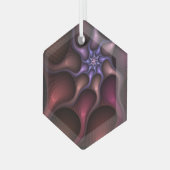 Zauberhaftes Abstrakt gestreiftes farbiges Fraktal Ornament Aus Glas (Vorderseite Links)