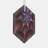 Zauberhaftes Abstrakt gestreiftes farbiges Fraktal Ornament Aus Glas (Vorderseite Rechts)