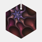 Zauberhaftes Abstrakt gestreiftes farbiges Fraktal Ornament Aus Glas (Rückseite)